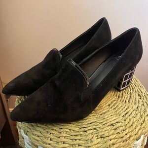 Brian Atwood Velvet Black Block heeled Shoes - Size 8